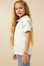 Load image into Gallery viewer, Girls Contrast Tipped Ruffled Ribbed Knit Top