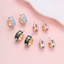 Load image into Gallery viewer, Garden Meadow Flower Enamel Huggie Hoop Earrings