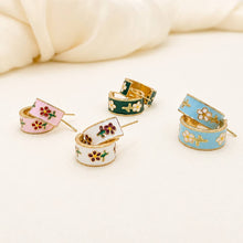 Load image into Gallery viewer, Garden Meadow Flower Enamel Huggie Hoop Earrings