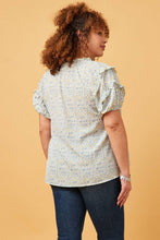 Load image into Gallery viewer, Womens Ditsy Print Tie Neck Ruffled Sleeve Top