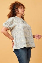 Load image into Gallery viewer, Womens Ditsy Print Tie Neck Ruffled Sleeve Top