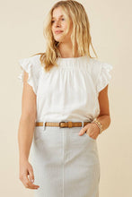 Load image into Gallery viewer, Womens Smocked Detail Ruffle Shoulder Top