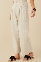 Load image into Gallery viewer, Womens Textured Linen Look Pleated Wide Leg Slacks