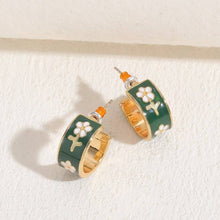 Load image into Gallery viewer, Garden Meadow Flower Enamel Huggie Hoop Earrings