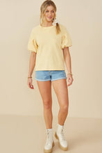 Load image into Gallery viewer, Womens Box Pleat Puff Sleeve French Terry Top