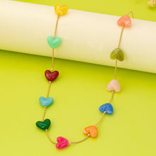 Load image into Gallery viewer, Multicolor Resin Beaded Heart Station Necklace | 80N92985