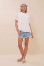Load image into Gallery viewer, Womens Floral Eyelet Smocked Button Detail Top