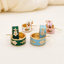 Load image into Gallery viewer, Garden Meadow Flower Enamel Huggie Hoop Earrings