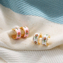 Load image into Gallery viewer, Garden Meadow Flower Enamel Huggie Hoop Earrings