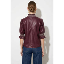 Load image into Gallery viewer, Smocking Ruffle Vegan Leather Blouse