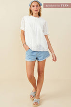 Load image into Gallery viewer, Womens Floral Eyelet Smocked Button Detail Top