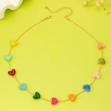 Load image into Gallery viewer, Multicolor Resin Beaded Heart Station Necklace | 80N92985