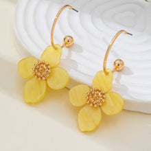 Load image into Gallery viewer, Acrylic Floral Dangle Hoop Earrings