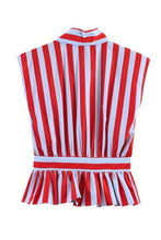 Load image into Gallery viewer, Striped Bow Tie Blouse