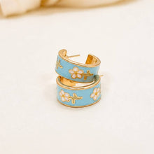 Load image into Gallery viewer, Garden Meadow Flower Enamel Huggie Hoop Earrings
