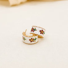 Load image into Gallery viewer, Garden Meadow Flower Enamel Huggie Hoop Earrings
