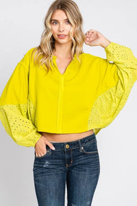 Washed  Batwing Sleeve Oversized Top