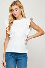 Load image into Gallery viewer, Poplin Sleeveless Ruffle Top
