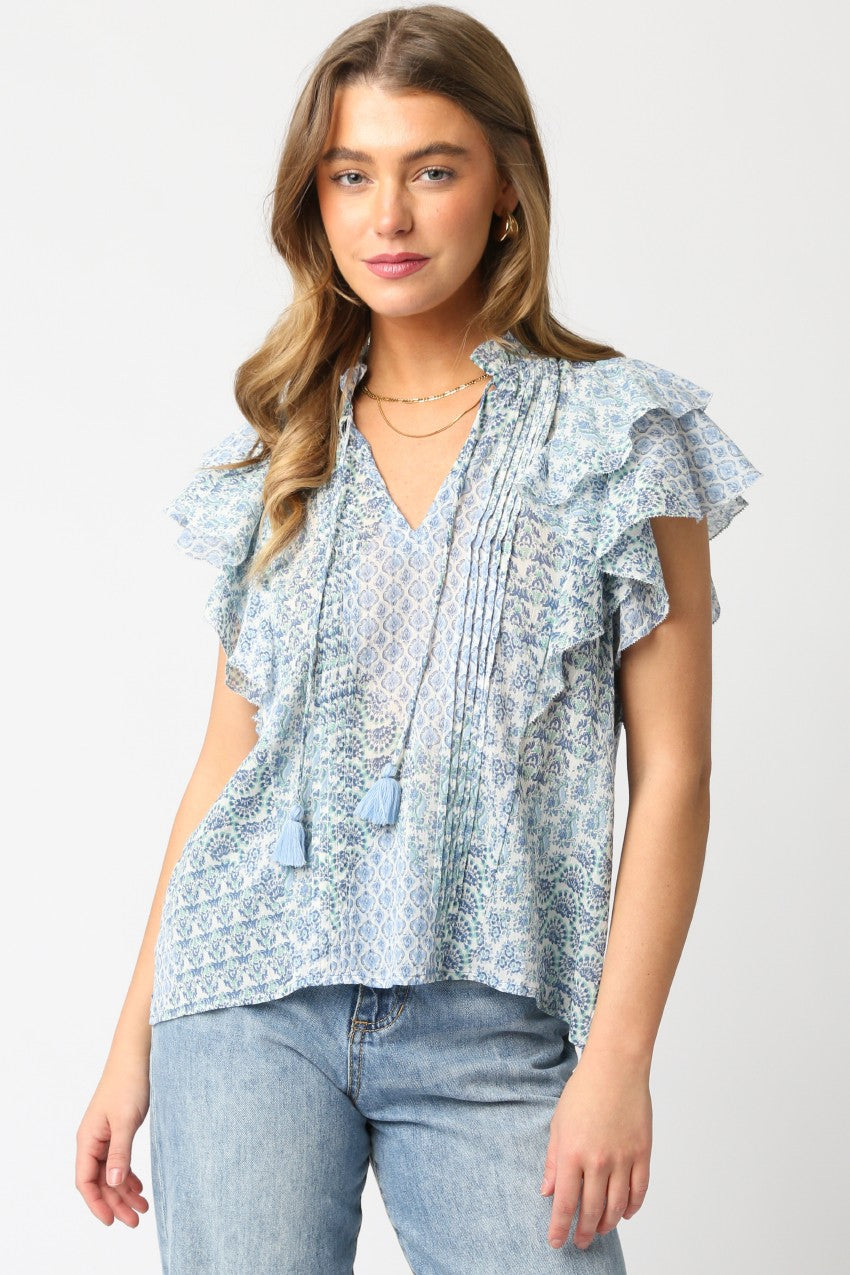 Blue Tassel Top