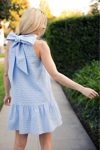 Blue Bow Mini Dress