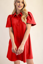 Load image into Gallery viewer, Collar Neck Button Down Mini Dress
