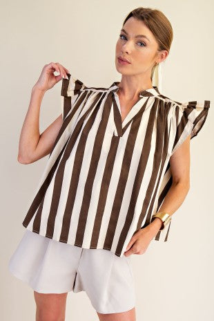V Neck Flutter Top