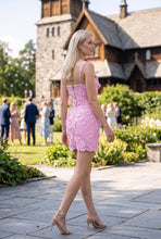 Load image into Gallery viewer, 3D Crochet Lace Floral Mini Dress
