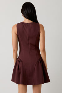 Brown Sleeveless Low Waist Mini Dress