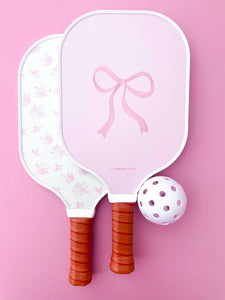 Pink Bow Floral Pickleball Paddle