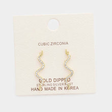 Load image into Gallery viewer, Cz Snake Drop Sterling Silver Post Earrings
