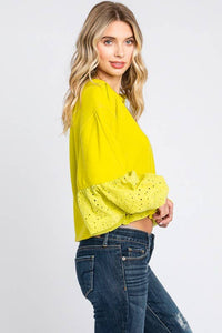 Washed  Batwing Sleeve Oversized Top
