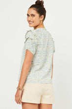 Load image into Gallery viewer, Womens Ditsy Print Tie Neck Ruffled Sleeve Top
