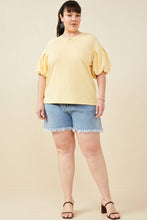 Load image into Gallery viewer, Womens Box Pleat Puff Sleeve French Terry Top
