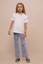 Load image into Gallery viewer, Girls Contrast Tipped Ruffled Ribbed Knit Top
