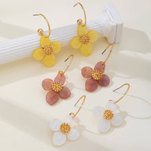 Load image into Gallery viewer, Acrylic Floral Dangle Hoop Earrings
