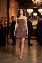 Load image into Gallery viewer, Floral Appliqué Embellished Tube Mini Dress
