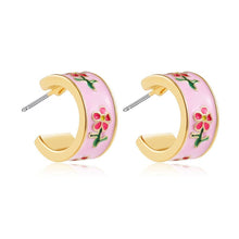 Load image into Gallery viewer, Garden Meadow Flower Enamel Huggie Hoop Earrings
