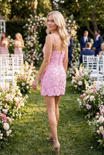 Load image into Gallery viewer, 3D Crochet Lace Floral Mini Dress
