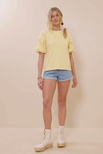 Load image into Gallery viewer, Womens Box Pleat Puff Sleeve French Terry Top
