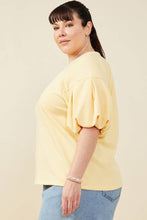 Load image into Gallery viewer, Womens Box Pleat Puff Sleeve French Terry Top
