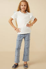 Load image into Gallery viewer, Girls Contrast Tipped Ruffled Ribbed Knit Top

