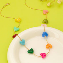 Load image into Gallery viewer, Multicolor Resin Beaded Heart Station Necklace | 80N92985
