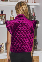 Load image into Gallery viewer, Quilted Velvet Flutter Ruffle Sleeve Vest
