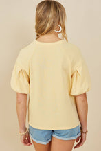 Load image into Gallery viewer, Womens Box Pleat Puff Sleeve French Terry Top
