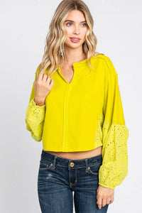 Washed  Batwing Sleeve Oversized Top