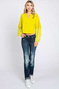 Washed  Batwing Sleeve Oversized Top