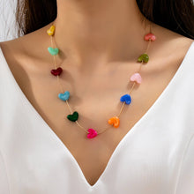 Load image into Gallery viewer, Multicolor Resin Beaded Heart Station Necklace | 80N92985
