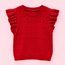 Load image into Gallery viewer, Red Knit Ruffle Top
