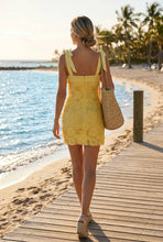 Load image into Gallery viewer, 3D Floral lace tied shoulder strap embellishment mini dress
