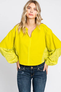 Washed  Batwing Sleeve Oversized Top
